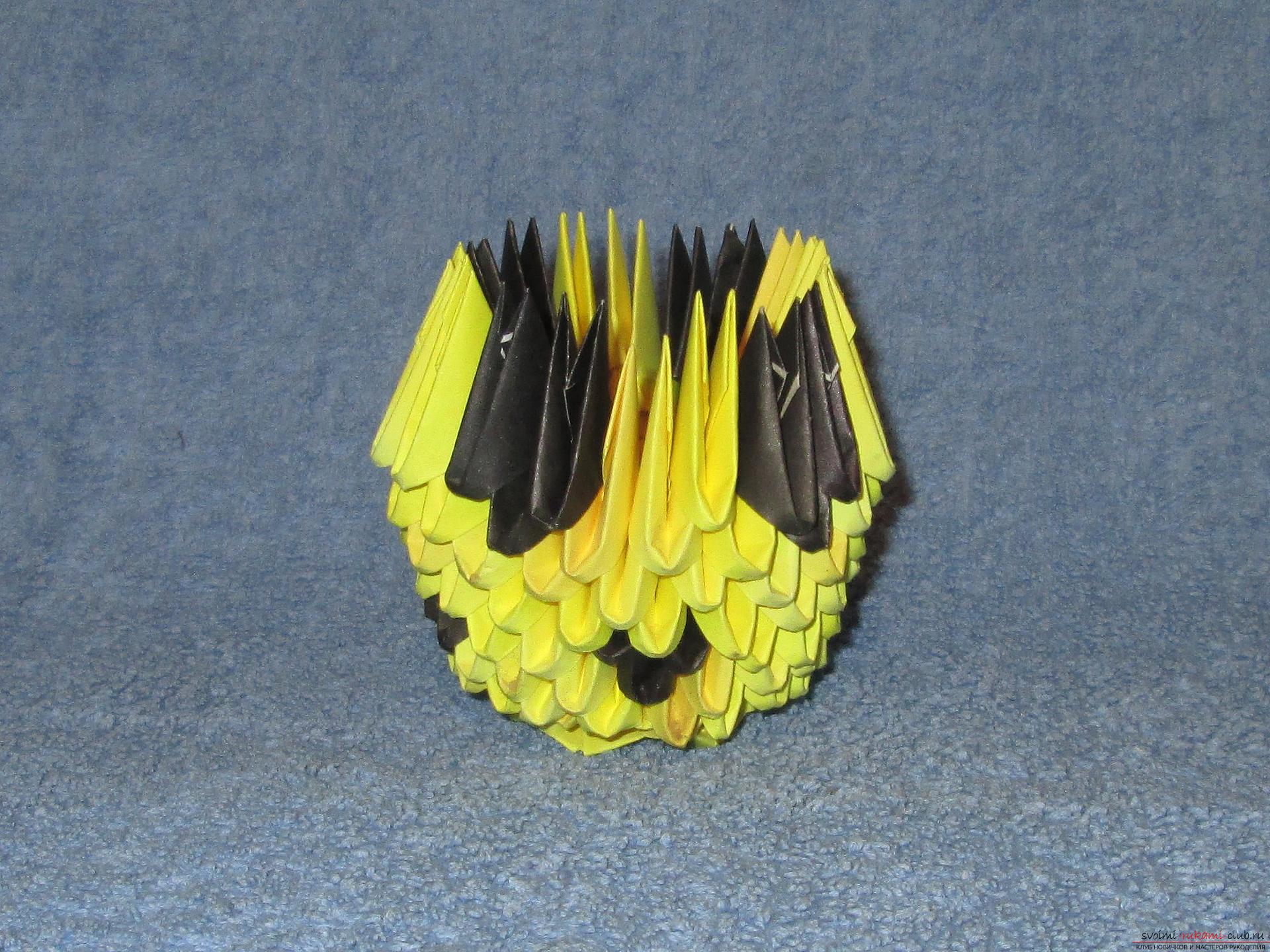 Мастер-класс оригами из модулей, пошаговая инструкция создания ананаса из модулей.. Фото №8